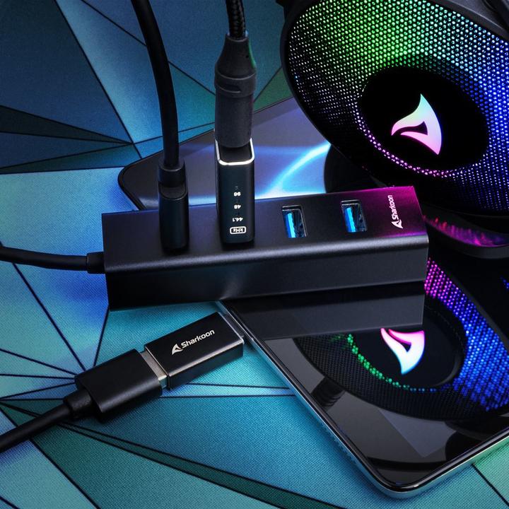 Produktbild Sharkoon HUB 4X USB 3.2 ALU BLACK (USB-C, 4 Ports)
