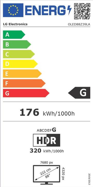 Energy Label LG OLED88Z39LA (88", Z3, OLED, 8K, 2023)