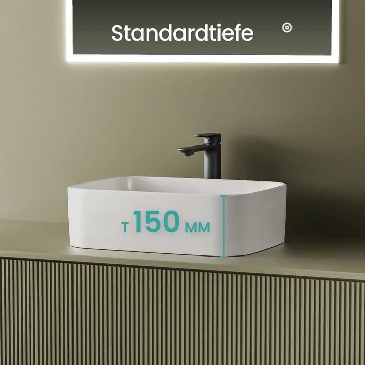 Immagine prodotto Emke Lavabo di design Lavabo da appoggio Bianco Opaco Lavabo in ceramica di alta qualità Bagno Facile da (380 mm, 610 mm)