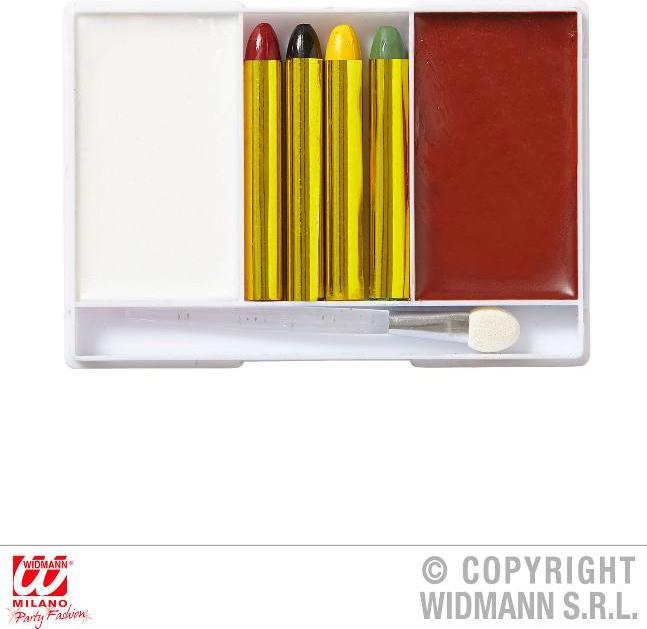 Actual product image Magni Widmann 02405 - Indian make-up set, 4 pencils, burgundy and white make-up in bowl, brush, yarn
