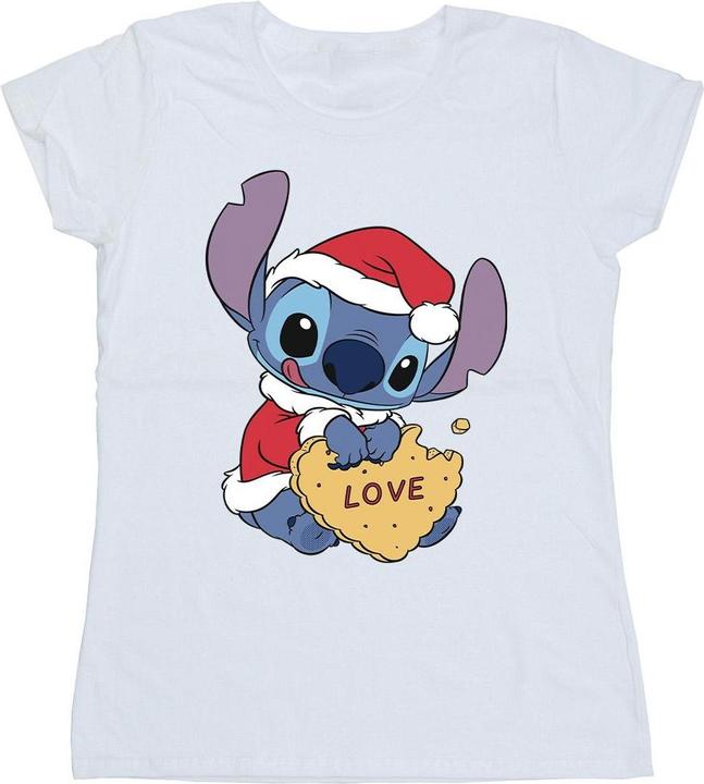 Disney Lilo And Stitch Christmas Love Biscuit TShirt (L)