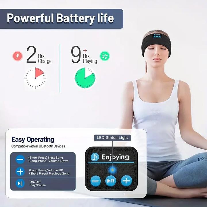 Image du produit Cbx Bandeau Bluetooth avec écouteurs, écouteurs de sommeil sans fil Noir (10 h, Sans fil)
