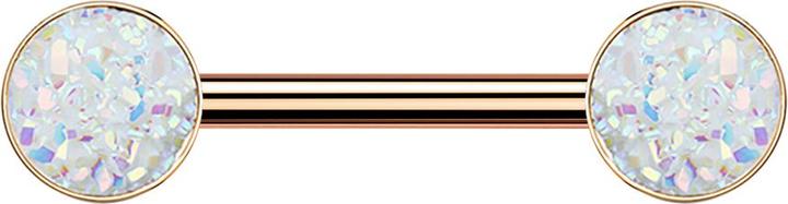 Immagine prodotto Star Piercing Barbell rosegold mit Druse Stein weiss (Acciaio chirurgico 316L)