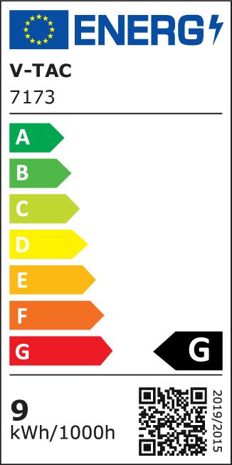 Energy Label V-TAC VT2029 LED Bulb 9W E14 T37 Plastic Warm White (E14, 9 W, 750 lm, G)