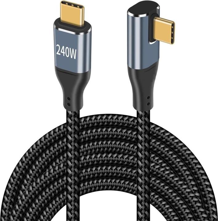 Produktbild PowerGuard USB-C Kabel 90° Winkel Flach 3m Data & Charge (male/male) PD 240W (3 m)