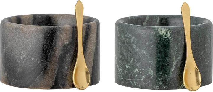 Actual product image Bloomingville Maloue Salt & Pepper Jar w/ Spoon, Green, Marble (Salt, Pepper)