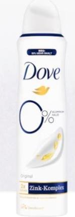 Produktbild Dove Deodorant Aerosol Spray 0% Original 150 ml (Spray, 150 ml)
