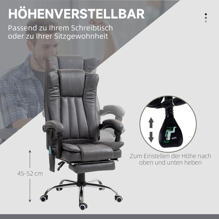 Produktbild Swisshandel24 Bürostuhl mit Massage- und Wärmefunktion, ergonomisch, 6 Massagepunkte, Fussstütze, Polyester, Grau