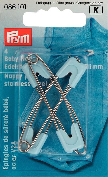 Actual product image Prym Baby safety pins, light blue 55 mm, card 4 pcs.