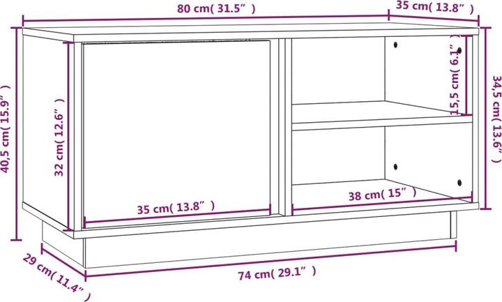 Immagine prodotto VidaXL Mobile TV 80x35x40,5 cm in pino massiccio mobile TV basso