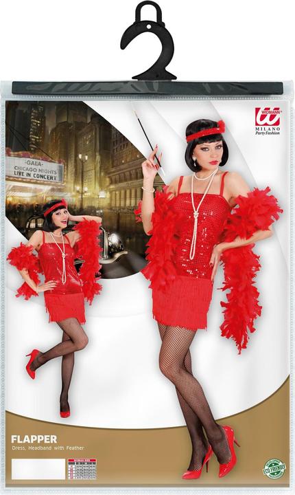 Immagine prodotto Widmann Abito Charleston con fascia per capelli e piume rosse (S, M, L)