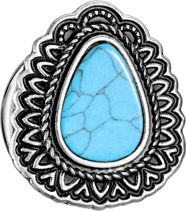 Actual product image Star Piercing Flared Plug Turquoise Stone Drops (Brass, Surgical steel 316L)