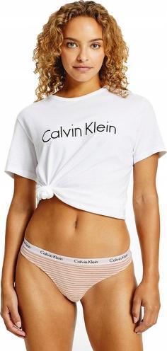 Calvin Klein Damen THONG Tangahschen, Feeder Stripe Haferflocken Heather, 38 (M)