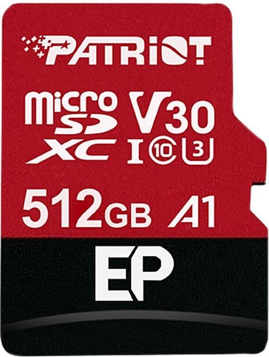 Patriot EP V30 Speicherkarte MicroSDXC (512 Go, microSDXC, U3, UHS-I)