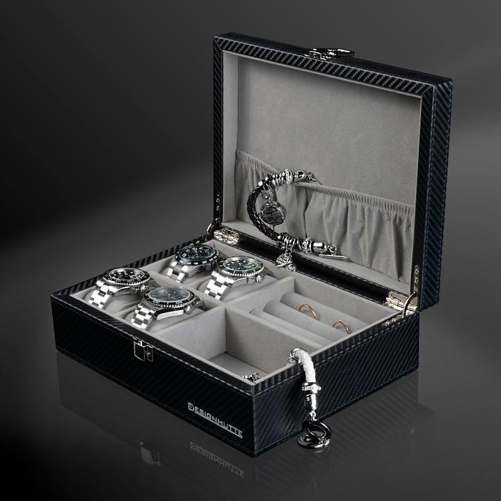 Immagine prodotto Designhütte Scatola per orologi e gioielli Dallas - carbonio