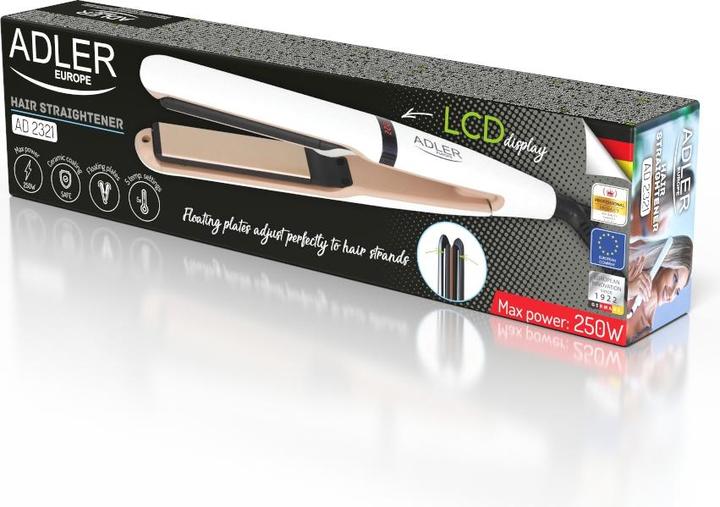 Produktbild Adler Hair Straighteners AD 2321 Warranty 24 month (s), Ceramic heating system, LCD screen, Temperature (m (Glätteisen)