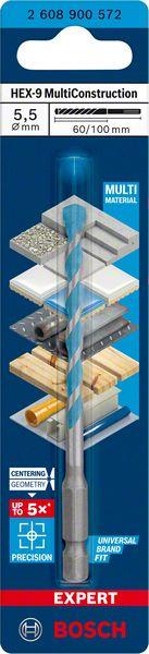 Actual product image Bosch Professional Zubehör EXPERT HEX-9 MultiConstruction drill, 5.5 x 90 x 150 mm (5.50 millimetres)