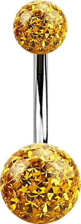 Star Piercing Banane silber mit zwei Kristall Kugeln topaz Epoxy Schutzschicht (Titan G23, ohne Messing)