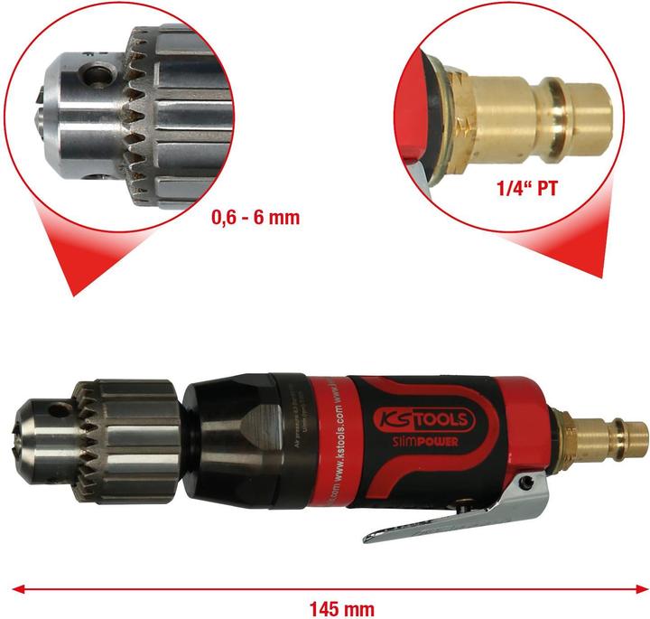 Produktbild KS Tools 3/8" SlimPOWER Mini-Druckluft-Stabbohrmaschine, pneum., max. 6,3 bar (90 psi) (Druckluft)