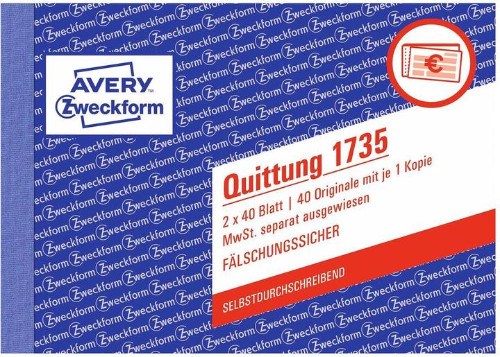 Immagine prodotto Avery Libretto di moduli "Ricevuta con IVA", 4+1 (40 x)