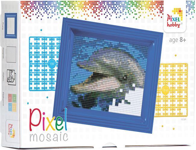 pixeln.ch Pixel mosaic dolphin in gift packaging