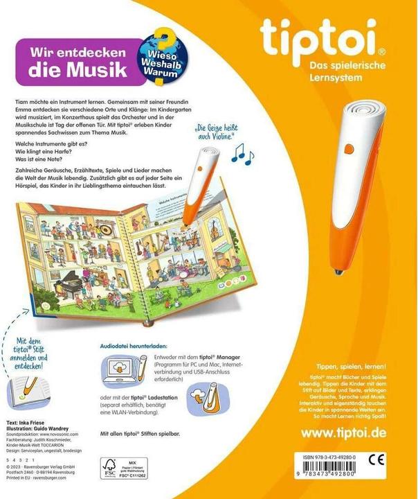 Image du produit tiptoi Wieso? Weshalb? Warum? Wir entdecken die Musik (Allemand, Inca Frison Inca, Guido Wandrey, 2023)