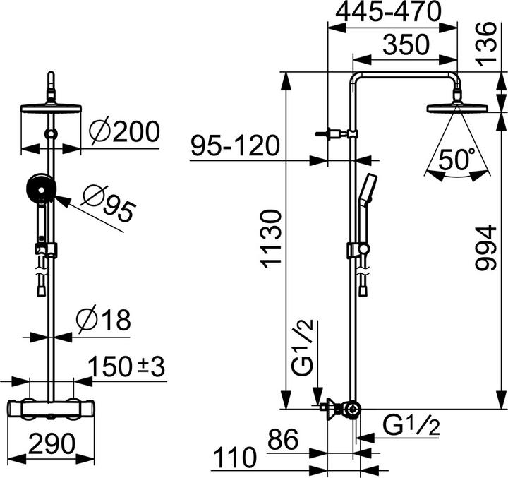 Produktbild Hansa Micra Duschsystem mit Thermostat chrom