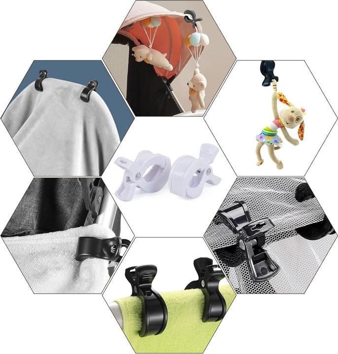 Produktbild ASMI Swaddle Clips, Kinderwagen Klammern 2 Stück Weiss