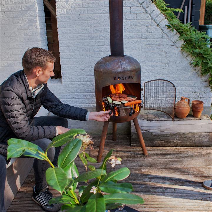 Actual product image Bonfeu BonBono Roest Tuinhaard - L 45 x W 45 x H 165 cm - Staal - bruin - Tuinhaard - Terrasverwarming - Te