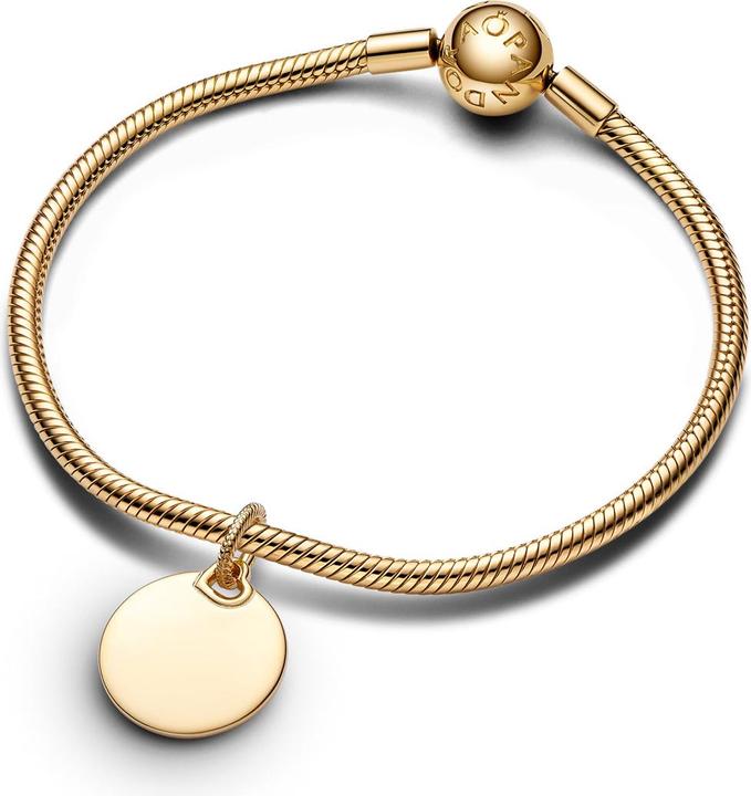 Actual product image Pandora Moments engravable round pendant (Metal, Gold plated)
