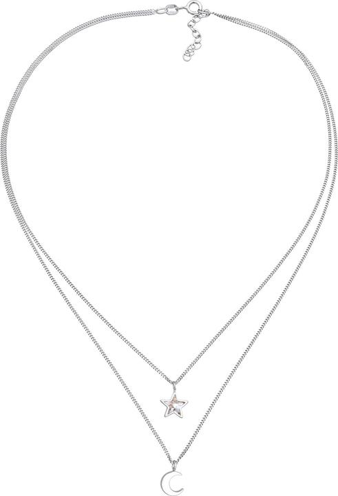 Actual product image Elli Necklace Kids Layer Crystal Star Half Moon 925 Silver (Glass crystal, 925 sterling silver, 36 cm)