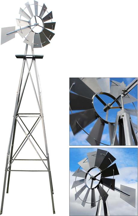 Image du produit Wiltec XPOtool roue à vent avec 245cm de hauteur moulin à vent carillon décoration de jardin treillis