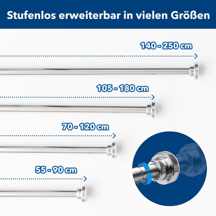 Actual product image Karat Telescopic shower curtain rail105180 cm