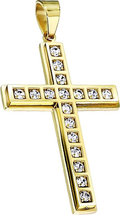 Produktbild Star Piercing Anhänger vergoldet Kreuz mit Kristallen (Chirurgenstahl 316L)