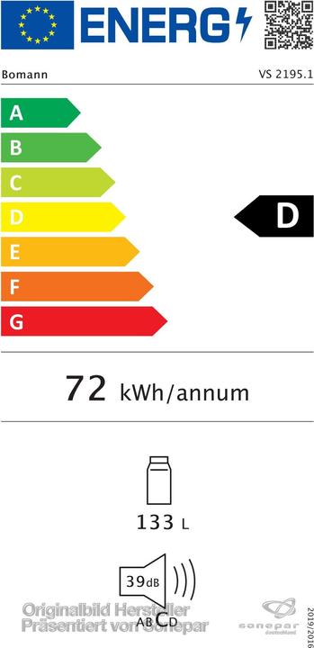 Etichetta energetica Bomann Vs 2195 (134 l)