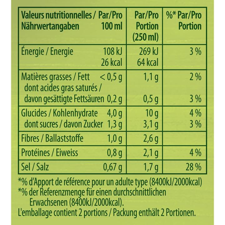 Nutritional values and ingredients Knorr Vegetable soup combi block, soup with broccoli, carrots & leeks, ready meal to heat up (500 ml)