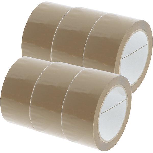 Actual product image kaiserkraft Low Noise PP packing tape, rubber, pack of 6 rolls, brown, tape width 50 mm, 2+ (50 mm)