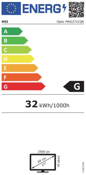 Energy Label MSI Optix MAG271CQR (2560 x 1440 pixels, 27")