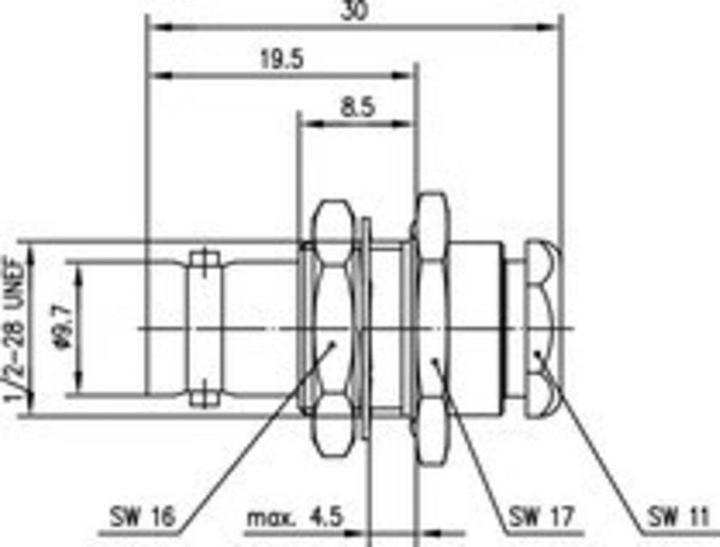 Produktbild Telegärtner BNC-Kabeleinbaubuchse G02, G39 75 Ohm, MIL-Verschraubung IP 54, A11, Z04, G02 (RG-59 B/U), UG-910 B/