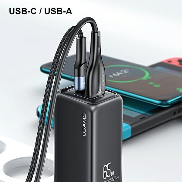 Image du produit Usams Ład. siec. 1xUSB-C+1xUSB T47 65W PD Fast Charging Super Si czarny/black CC153TC01 (US-CC153) (65 W)