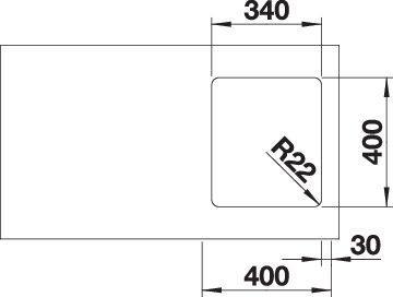 Image du produit Blanco Andano 340-U (Evier sous plan, 38 cm, 44 cm)