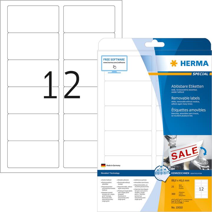 Image du produit HERMA Étiquettes détachables A4