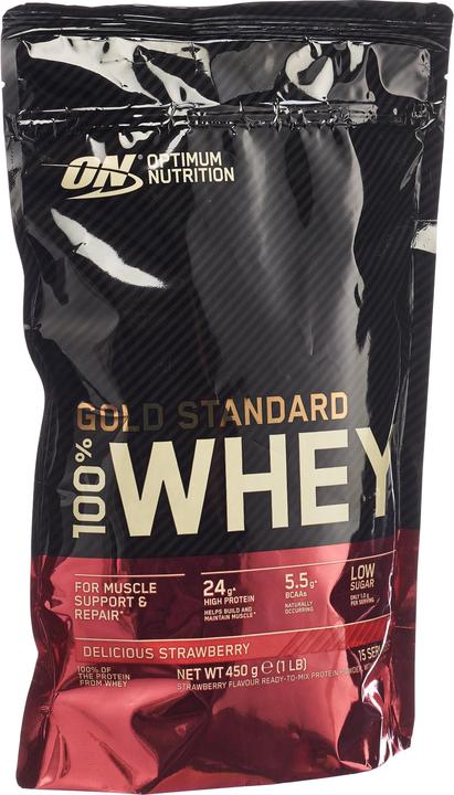 Actual product image Optimum Nutrition 100% Whey Gold Standard (Strawberry, 1 pcs., 450 g)