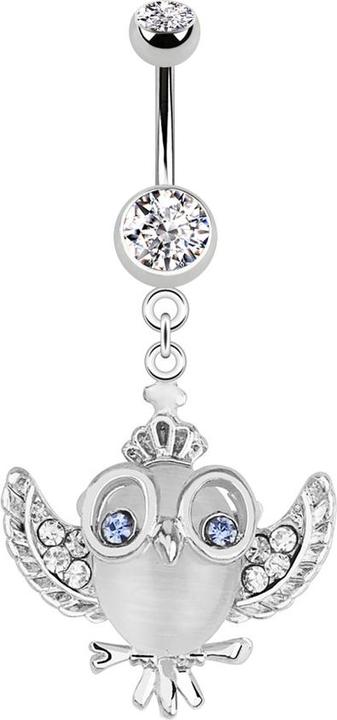 Produktbild Star Piercing Banane silber mit Anhänger Eule silber (Chirurgenstahl 316L, ohne Messing)