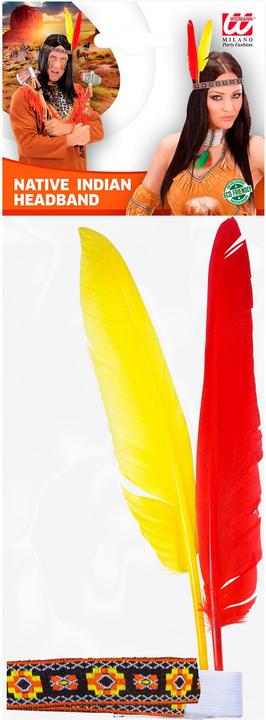 Produktbild Magni NET TOYS Indianer Haarband mit 2 Federn Indianerschmuck Haar Schmuck Haarschmuck Krieger Federschmuc