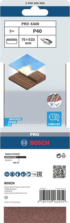 Produktbild Bosch Professional Zubehör PRO X440 Schleifband, 75 x 533 mm, G40 (40)