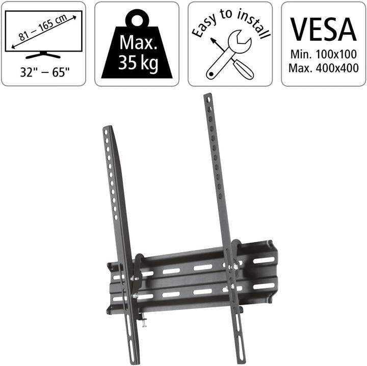 Image du produit Hama Support TV mural, inclinable, 165 cm (65") jusqu'à 35 kg, distance du mur 2,8 cm (Mur, 65", 35 kg)