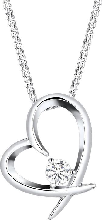 Elli Halskette Herz Geschwungen Zirkonia 925 Silber (925er Sterling Silber, Zirkonia, 45 cm)