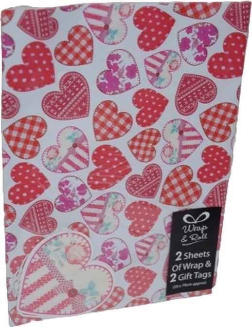 Produktbild Generic Herzen GeschenkpapierSet Papier Valentinstag 4erPack (Geschenkpapier, 4 x)