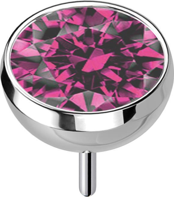 Produktbild Star Piercing Threadless Halbkugel silber mit Kristall pink (ohne Messing, Titan G23)